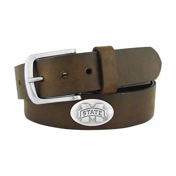 Zep-Pro Youth Brown Leather Belt with Mississippi State Logo