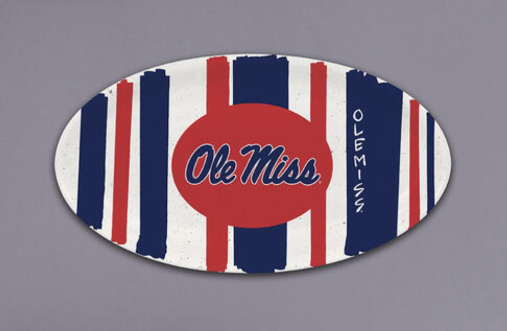 Magnolia Lane Ole Miss Oval Striped Home Decor Piece
