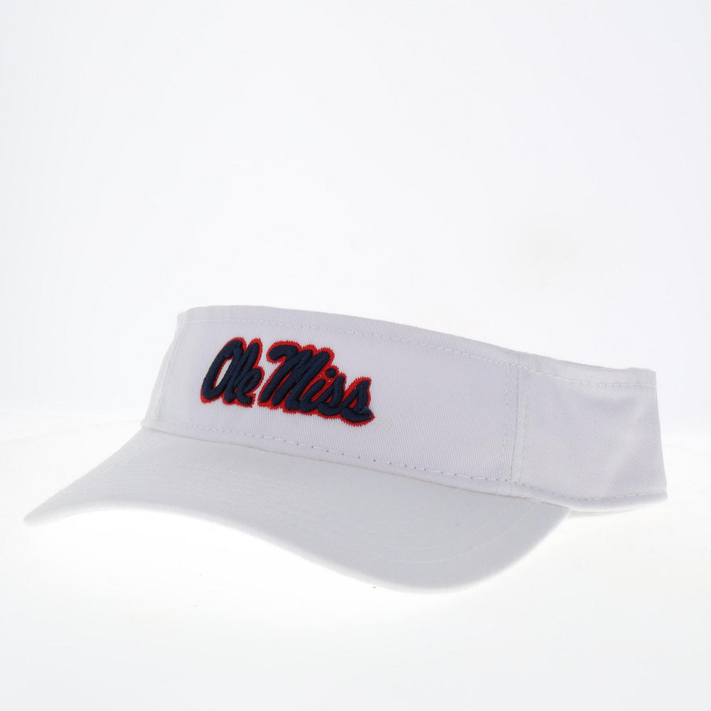 Legacy Visor with Ole Miss White Navy Script