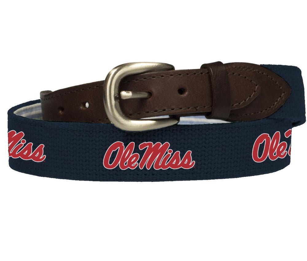 Ole Miss Web Belt with Embroidery