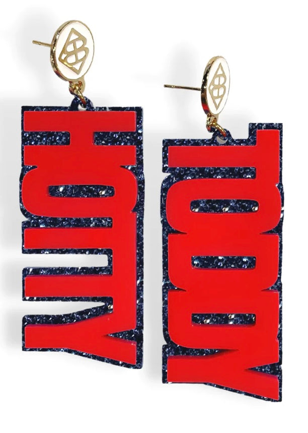 Brianna Cannon Red and Navy Glitter Hotty Toddy Women's Earrings