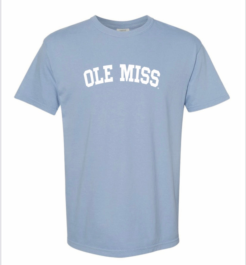 Comfort Color Blue Jean Tee with White Ole Miss