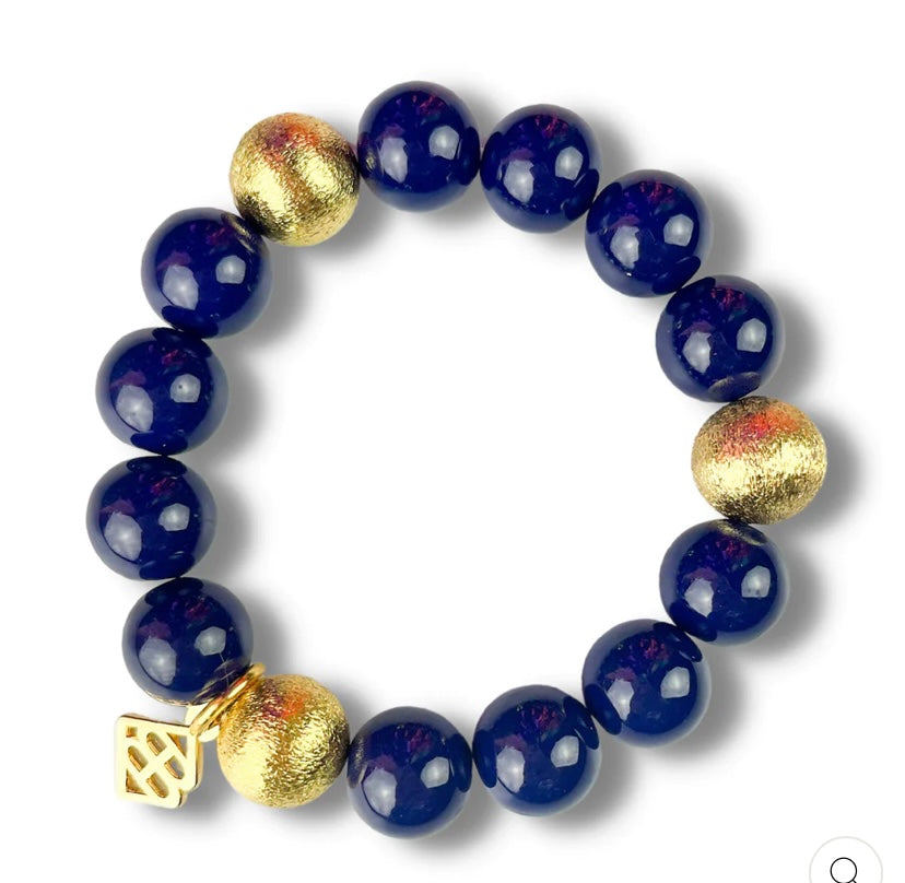Brianna Cannon Navy Beaded Bracelet - Ole Miss Women's Accessory