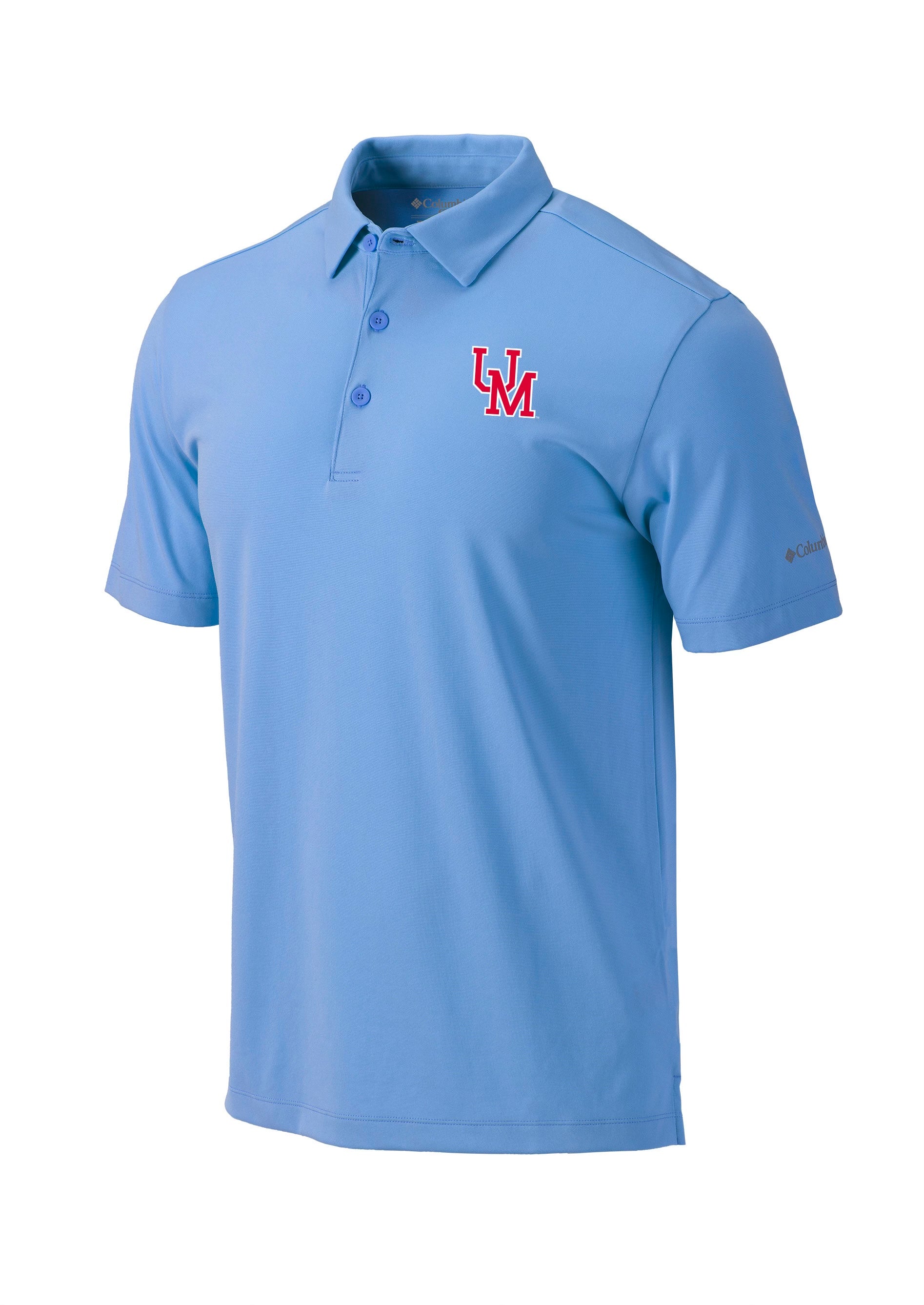 Columbia Omni Wick Drive Men's Powder Blue Polo with UM Logo