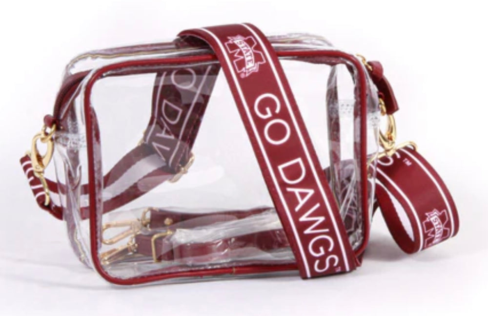 Clear Purse With Patterned Shoulder Straps