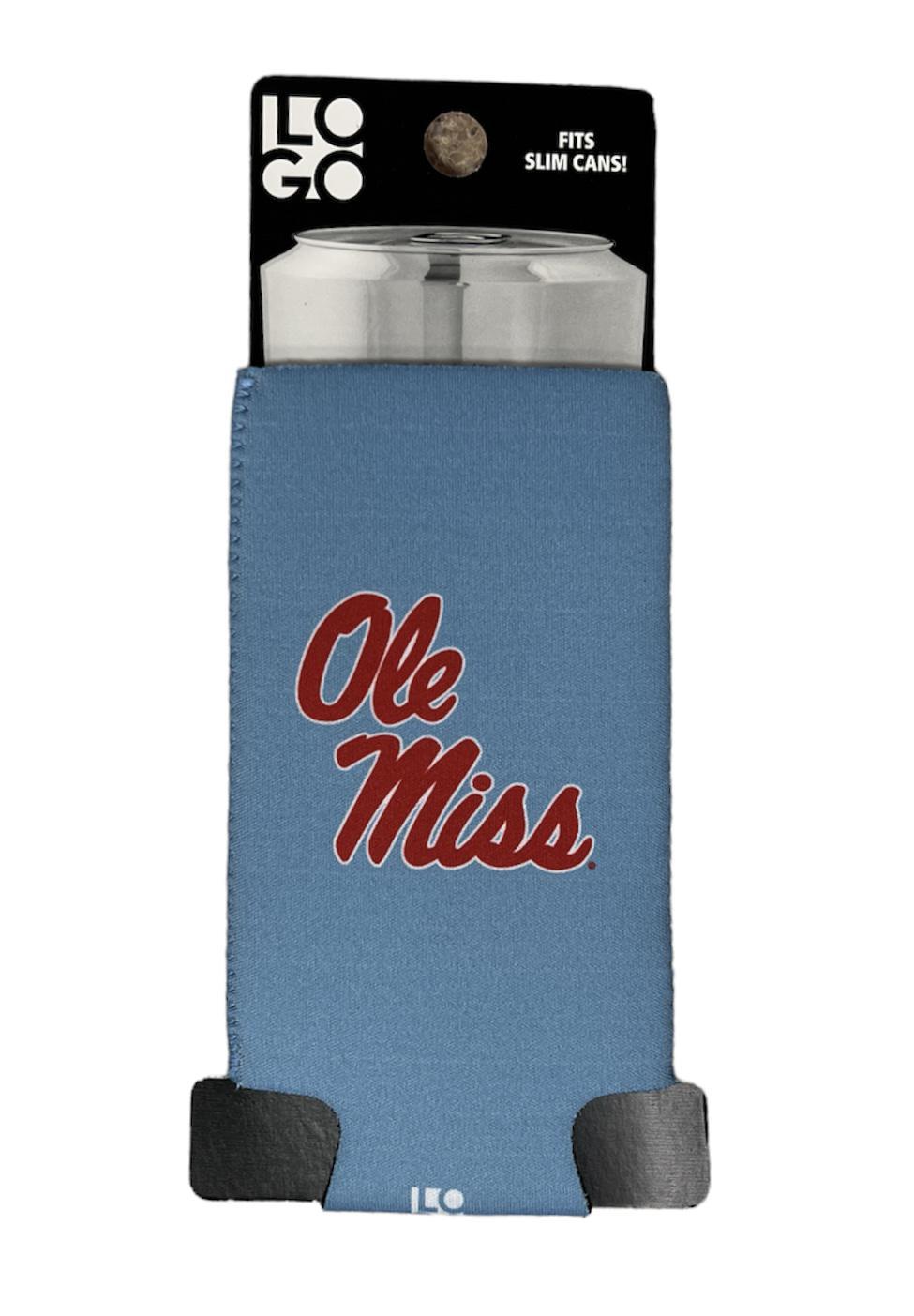 Ole Miss Slim Can Powder Blue Can Cooler