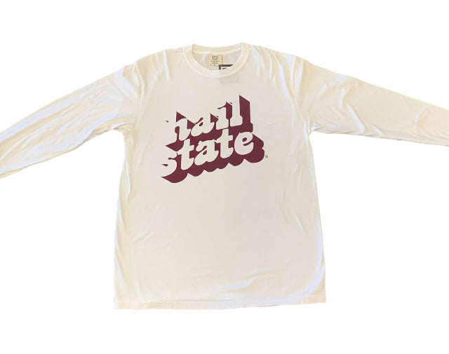 Hail State Men's White Long Comfort Colors Tee