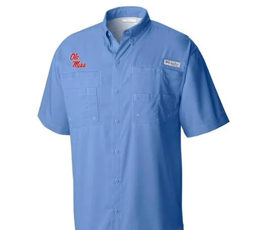 Columbia Tamiami Men's Short Sleeve Shirt - Powder Blue – The College Corner