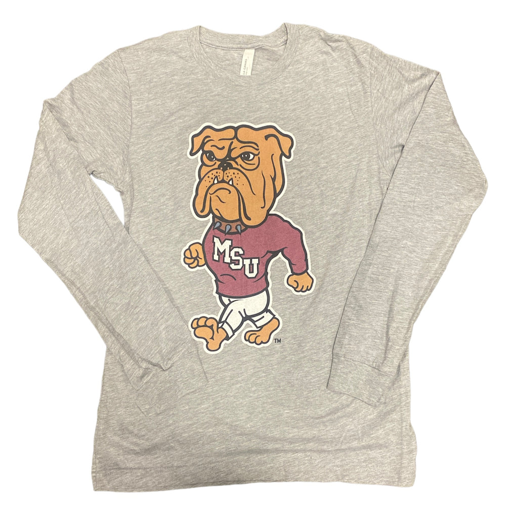 Bella Canvas Mississippi State Long Sleeve Grey Walking Bully T-shirt