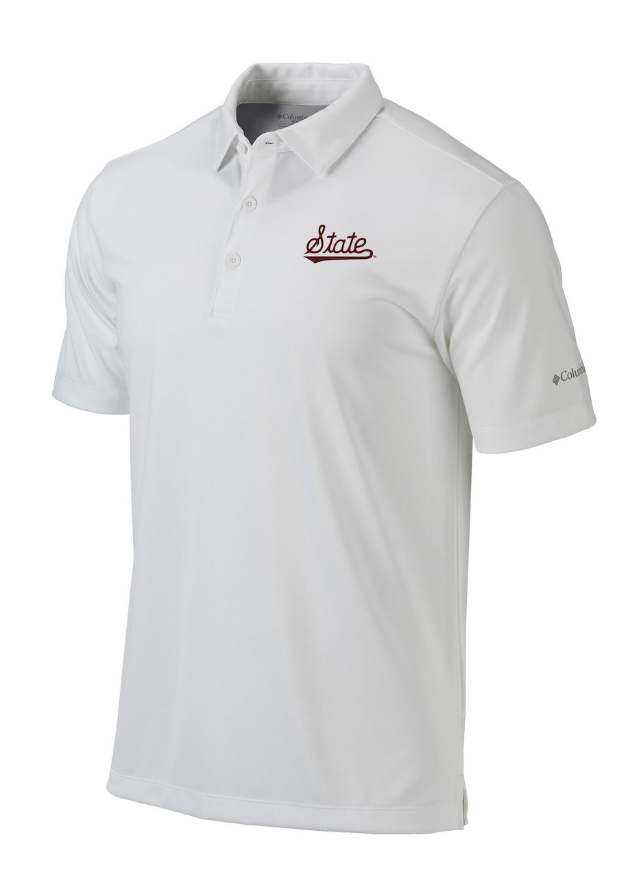 Omni-Wick Drive Men's White Polo with State Script