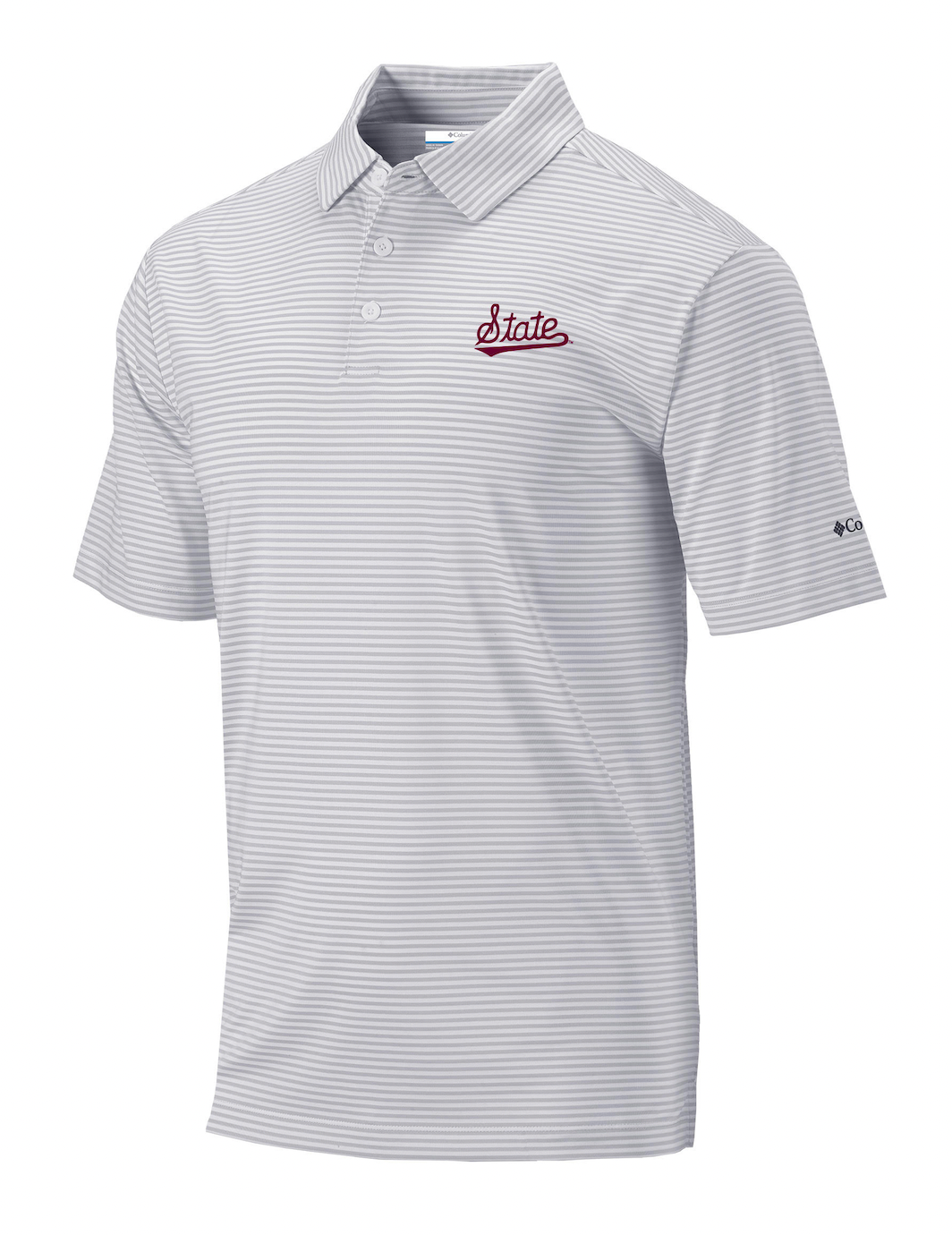 Columbia Omni-Wick Club Invite Men's Grey/White Striped State Script Polo