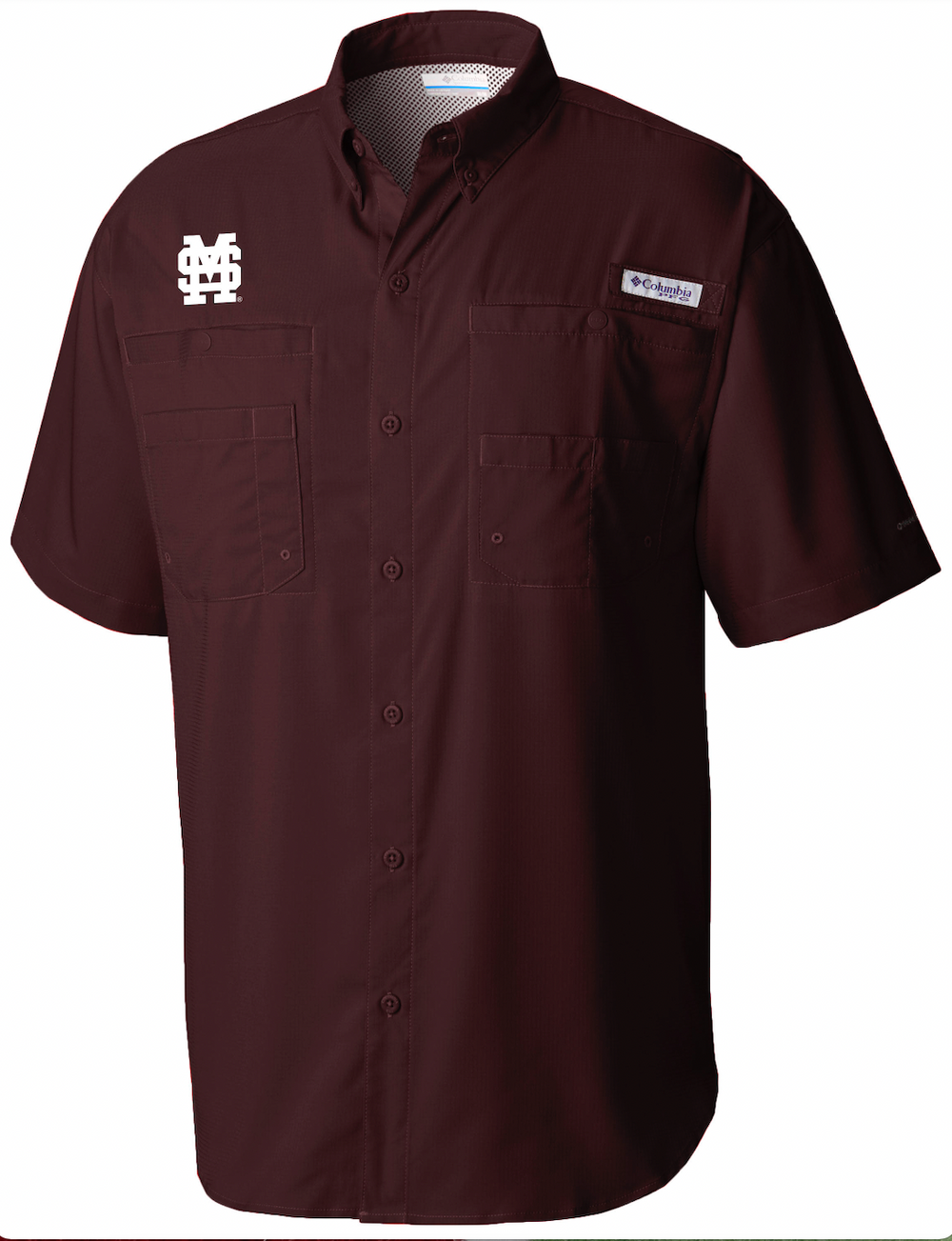 Columbia Men's Maroon Tamiami M over S Button Down Shirt - Mississippi State
