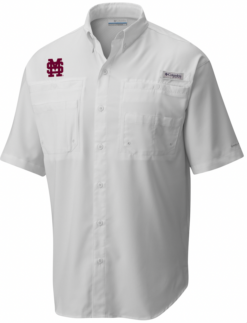 Columbia Men's White Tamiami M over S Button Down Shirt - Mississippi State Edition