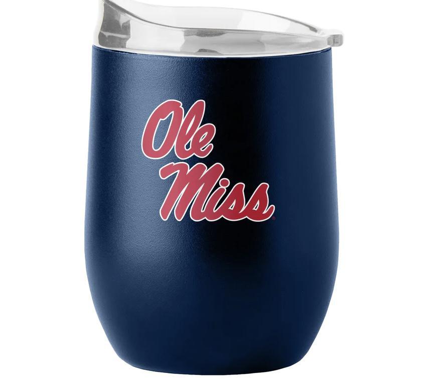 Logo Brands Ole Miss 16 oz Flipside Powder Coat Covered Navy Tumbler