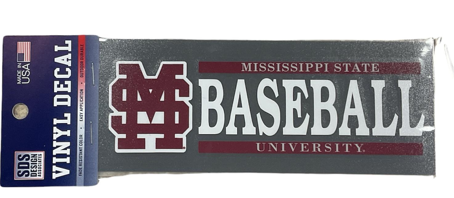 Mississippi State Baseball w/ MS Interlock Vinyl Decal - Mississippi State Accessory