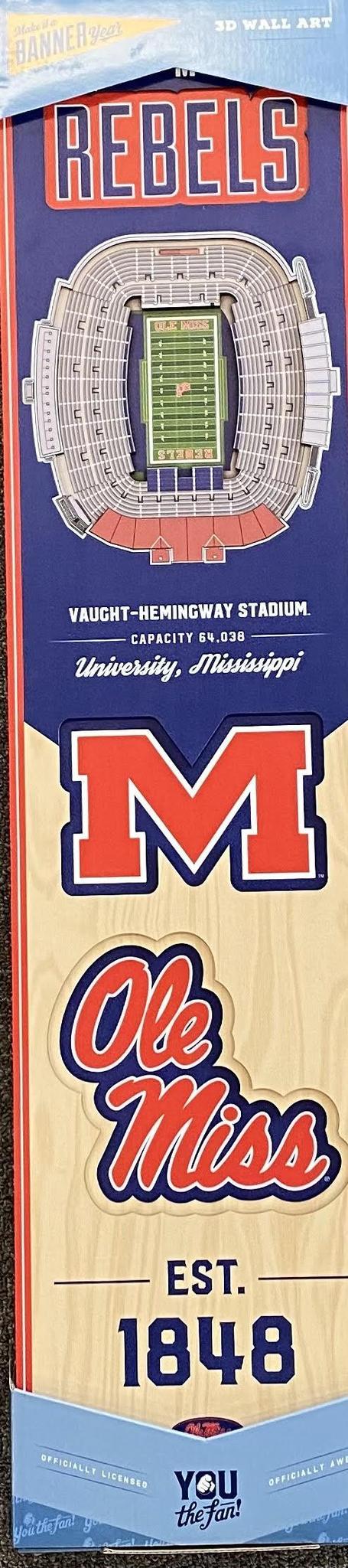 Ole Miss 3-D Stadium 8 x 32 Home Decor Piece