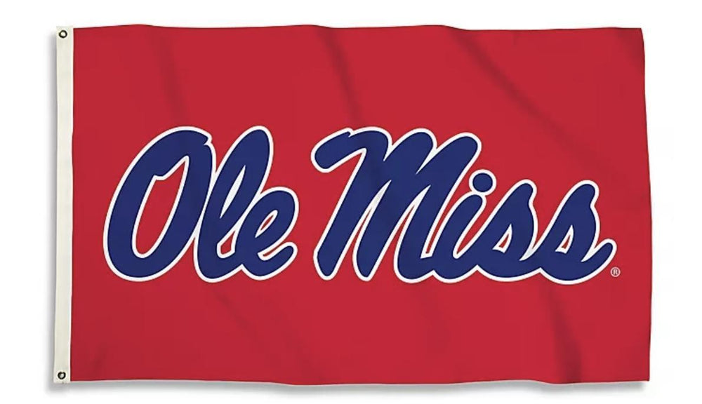 Ole Miss Red 3x5 Deluxe Flag - Ole Miss Script