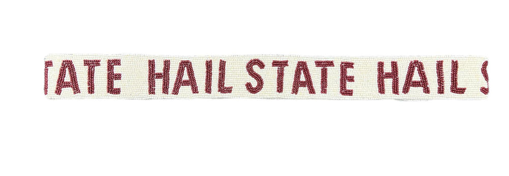 Capri Beaded Ivory Hail State Strap - Mississippi State Accessory