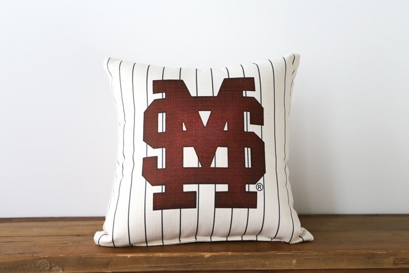 Little Birdie Pinstripe Mississippi State Baseball Pillow