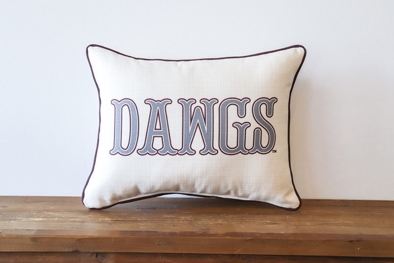 Little Birdie Traditional Dawgs Pillow with Maroon Piping