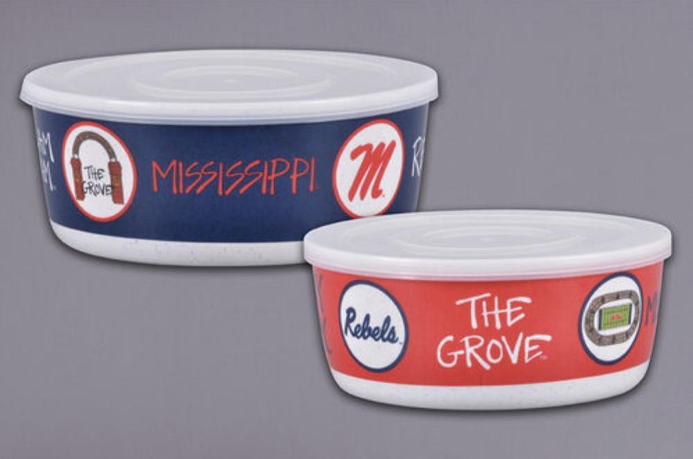 Magnolia Lane Ole Miss Two Bowl Set for Tailgating