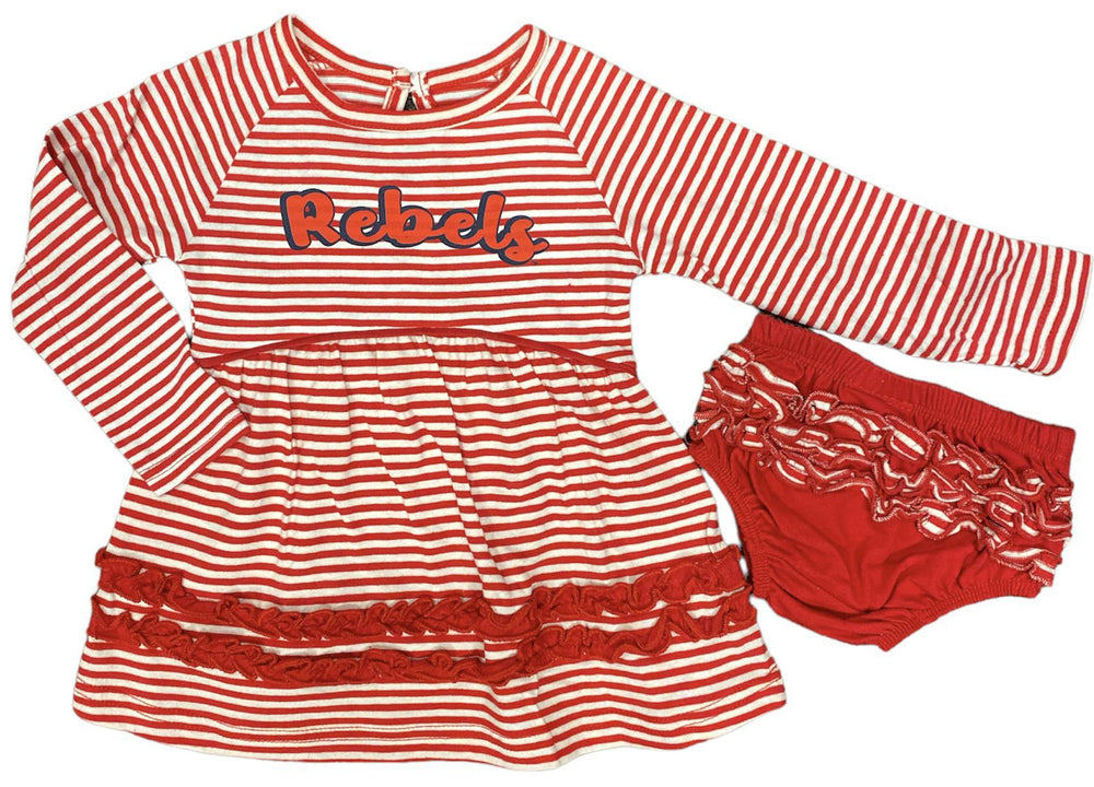 Colosseum Ole Miss Rebels Toddler Red and White Striped Dress