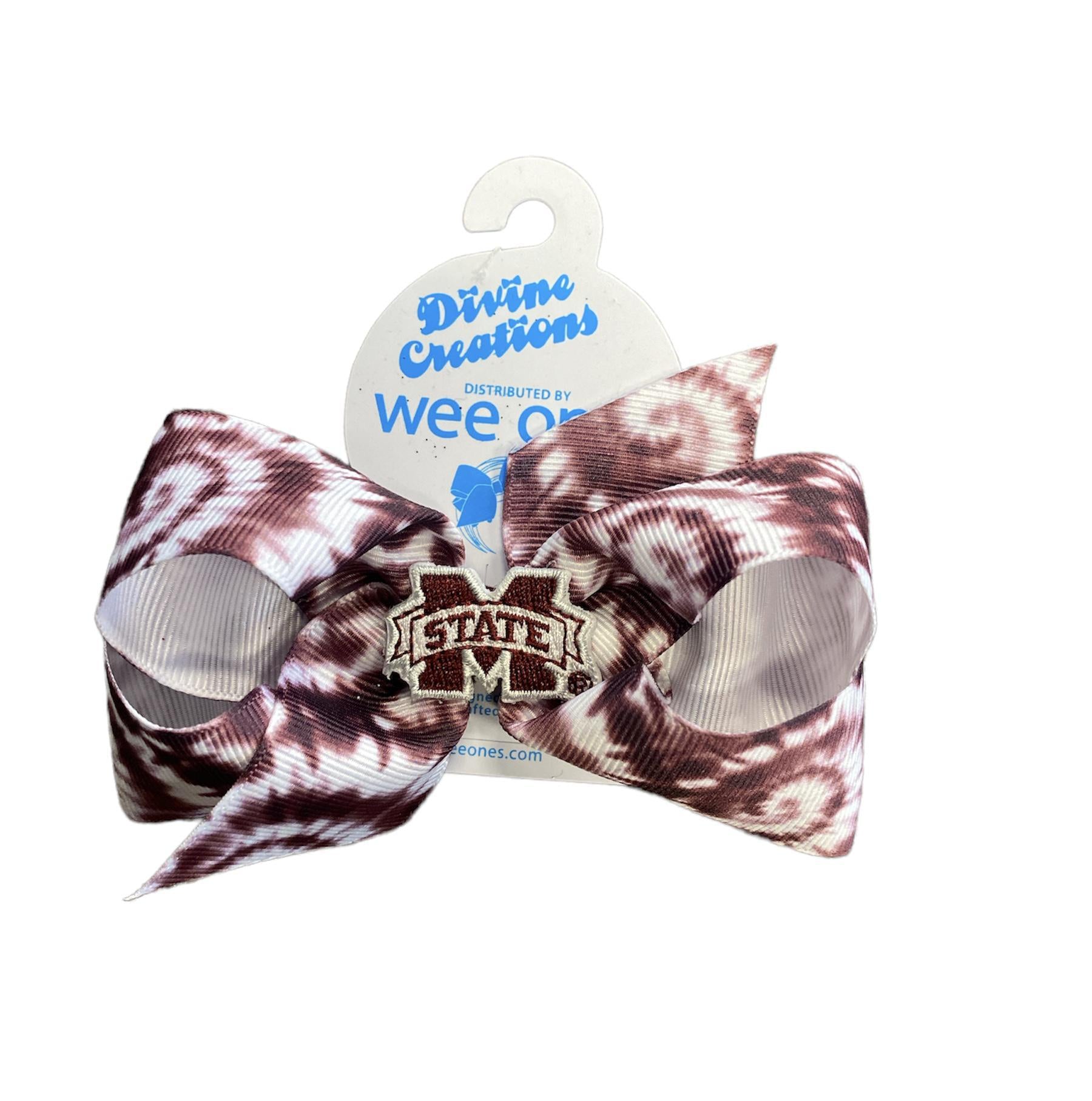 Wee Ones Medium MSU Tie Dye With Patch Kids Bow