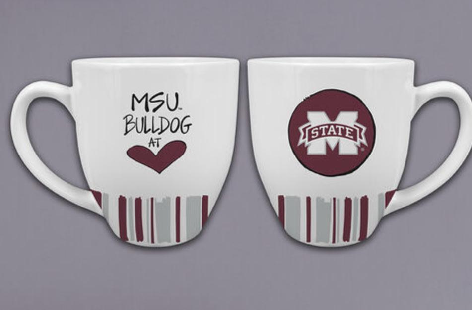 Magnolia Lane Heart Striped Mug - Mississippi State Design