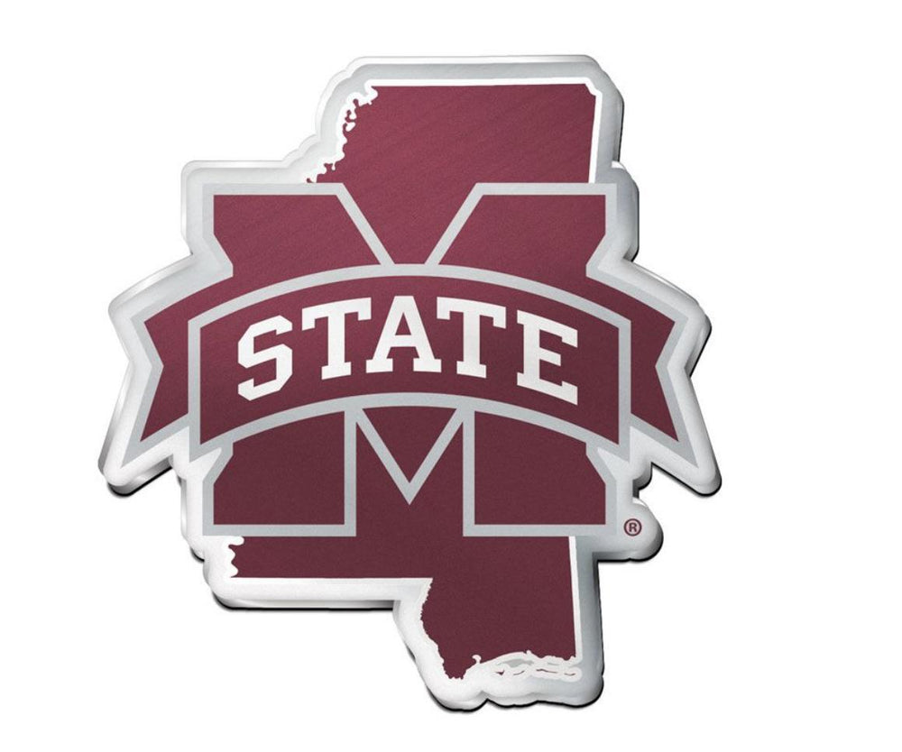 MSU State of Mississippi Acrylic Auto Decal with Adhesive Tape Backing