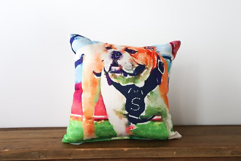 Little Birdie Watercolor Full Body Bulldog Pillow for MSU Home Decor