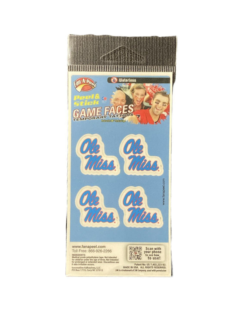 Game Face Temporary Tattoos Stacked Ole Miss Accessories