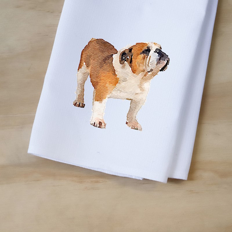 Little Birdie English Bulldog Tea Towel for MSU Home Decor and Tailgate Supplies.