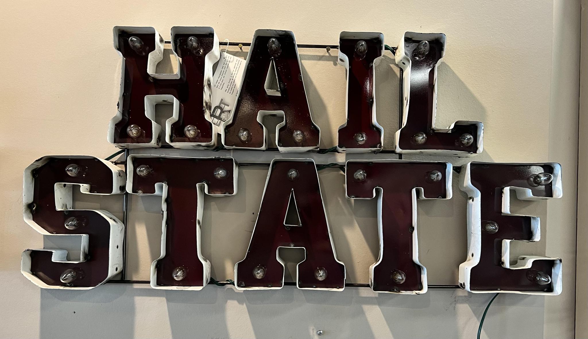 LRT Lighted Hail State Sign - Mississippi State Home Decor