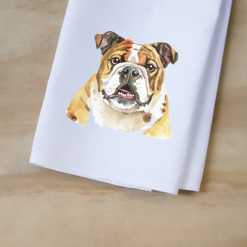 Little Birdie Watercolor Bulldog MSU Tea Towel